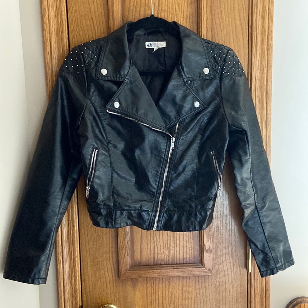 h&m faux leather moto jacket
